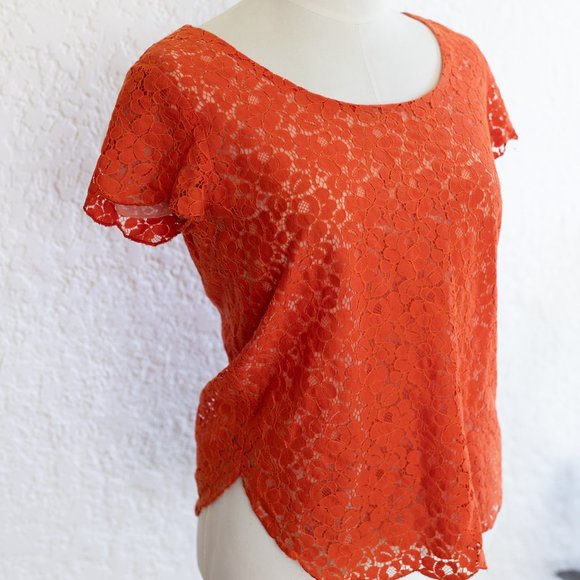 Talula Orange/Red lace top - Picture 4 of 6